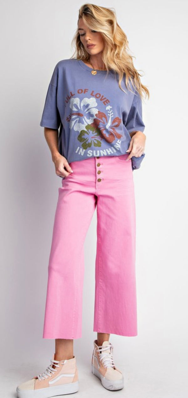 button front twill capri pink