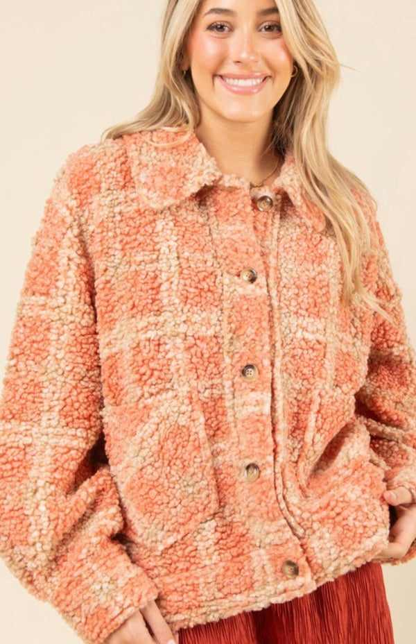 plaid cozy sherpa jacket