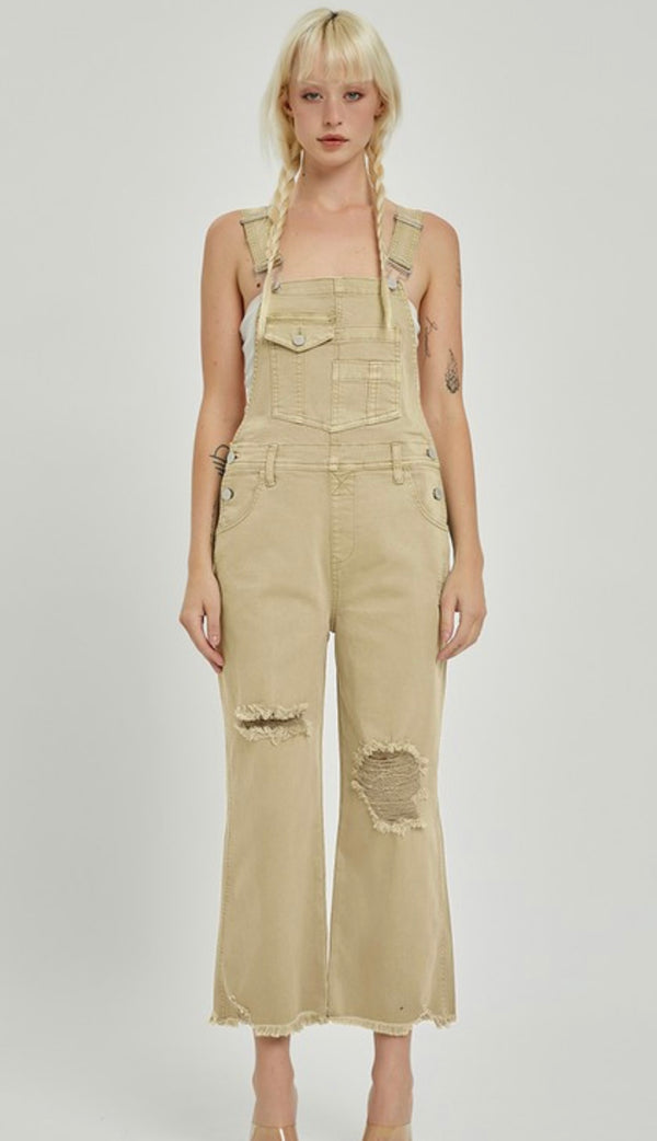 RISEN distressed overalls