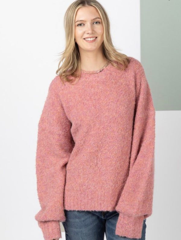 fuzzy cozy sweater pink